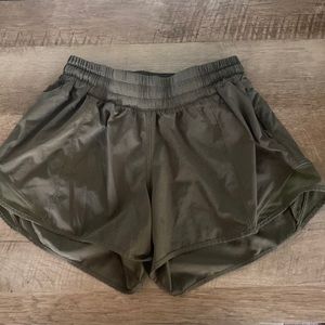 Navy green Lululemon athletic shorts